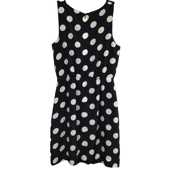 J. Crew Printed Shift Sun Dress Navy Blue White Dot Sleeveless Mini Dress sz 2 - Picture 5 of 12